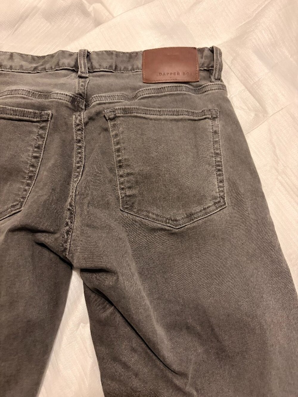 Dapper Boi Grey Stretch Denim Jeans Size 30x26 Gender Neutral Masc Fit